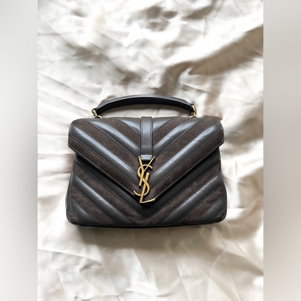 Saint Laurent Leather x Suede College Bag Medium